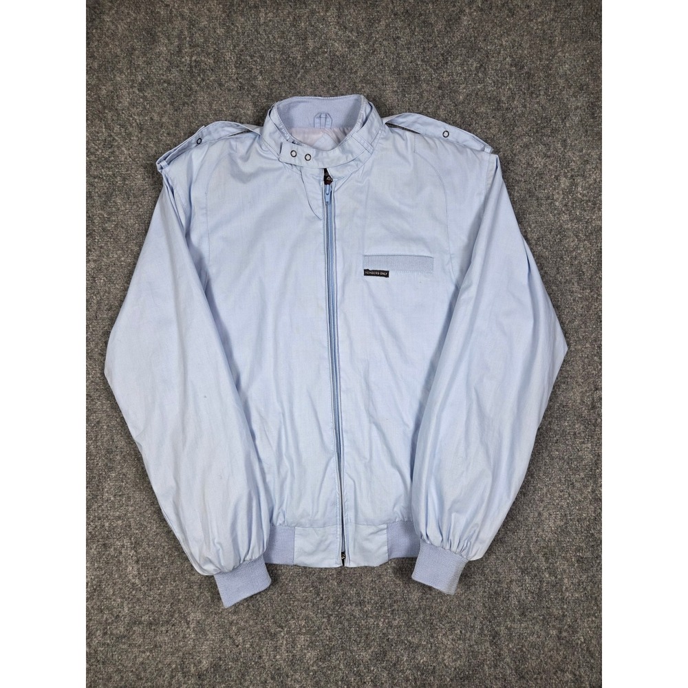 Vintage Members Only Racer Jacket Mens 40 Light Blue Epaulettes Full Zip